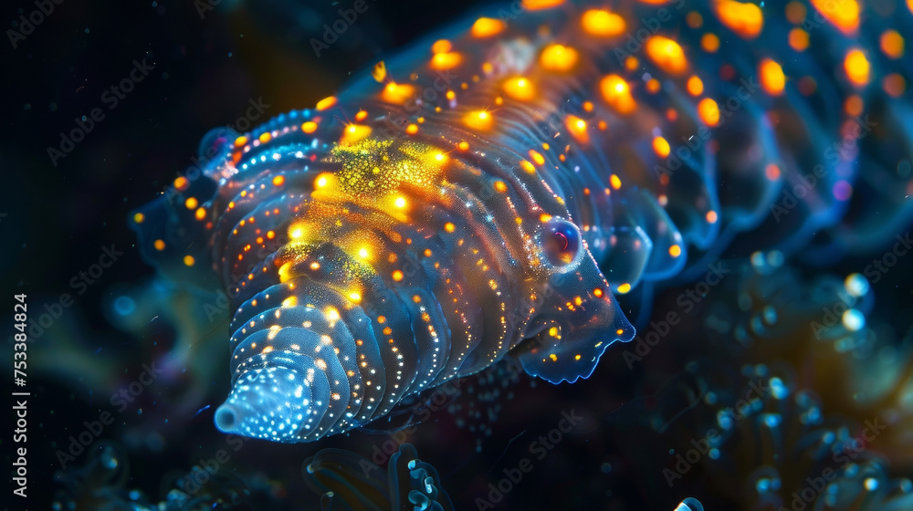 Poster a mysterious and almost alienlooking deepsea creature its body covered in mesmerizing patterns of bi