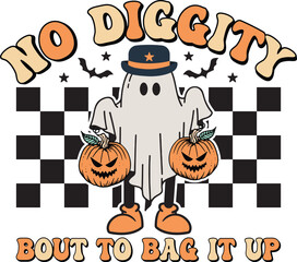 No diggity bout to bag it up Retro Shirt, cute ghost Shirt, ghost pumpkin, Retro Halloween, Ghouls Retro, 
Trendy Halloween, Groovy Halloween, Spooky Shirt, Cut File For Cricut And Silhouette