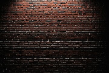 Red brick wall contrasting with stark black backdrop, rich texture evident, depth-enhancing...