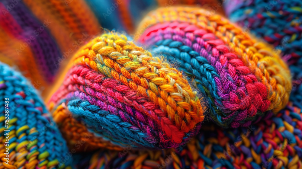 Poster closeup of a pair of gloves with conductive threads woven into the fingertips allowing for touch scr