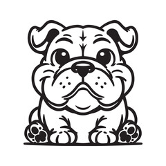 Fototapeta premium Line art of bulldog sitting on the floor vector