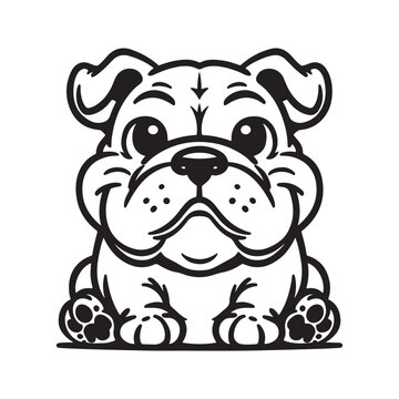 recommend clip art: Line art of bulldog sitting on the floor vector