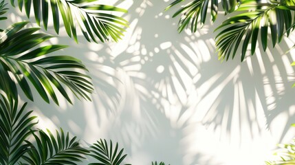 Leaves on a white wall background. Generate AI image