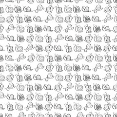 Hand Drawn Seamless Pattern Snail