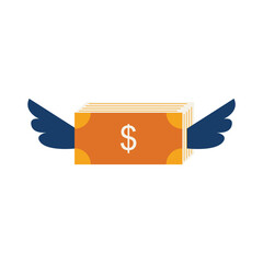 Fly Away dollars. concept of spending money