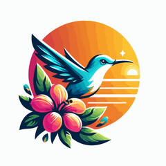 flat vector logo of hummingbird ,  vector logo of hummingbird ,  logo of hummingbird