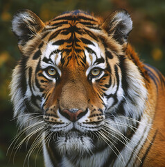 Close-up of a tiger's face.