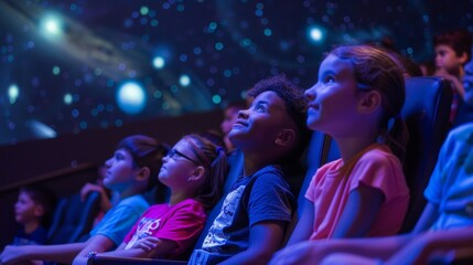 Inside a planetarium students sit in awe as they are transported through time and space learning about the history of astronomy and the many wonders of the universe.