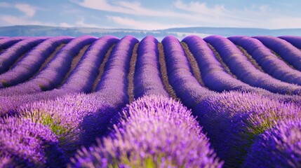 Vibrant fields of lavender stretching to the horizon.