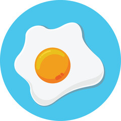 Fried egg vector illustration isolated on white background. classic modern diseign, bright colors