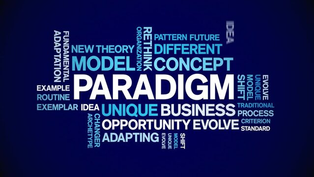 Paradigm animated word cloud;text design animation tag kinetic typography seamless loop.
