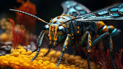 Macro insect world, detailed and up-close - obrazy, fototapety, plakaty