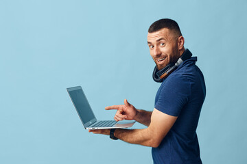 Business background person technology young guy men adult computer work background men laptop