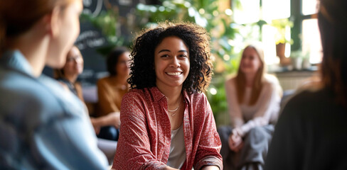 People are gathered in the group therapy session
