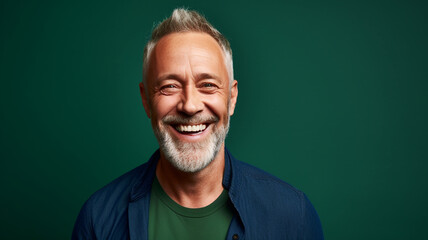 Obraz premium Happy smiling middle aged adult man on a solid background