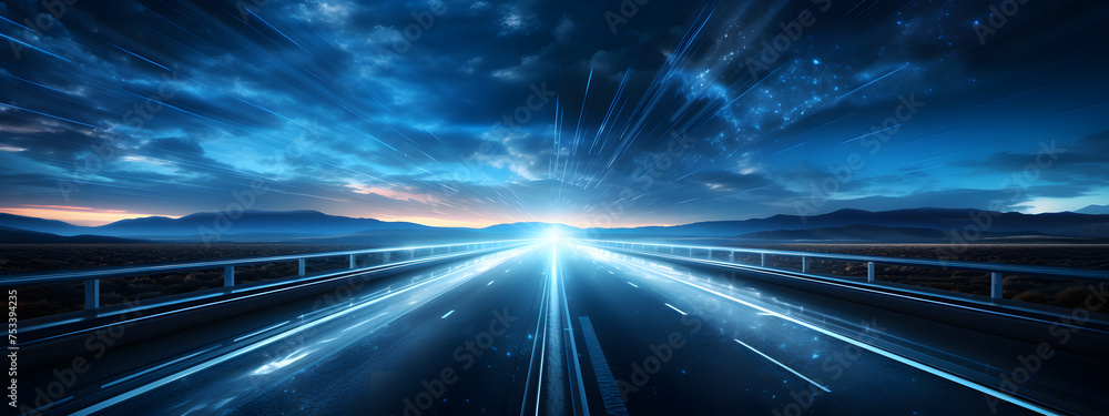 Poster an expansive scene with a circuit road track cutting through the cityscape