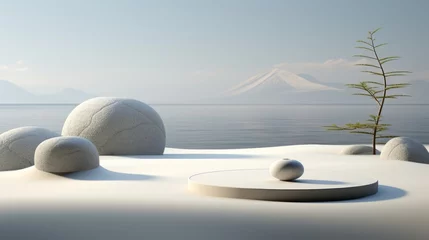 Keuken spatwand met foto Serene Zen gardens, minimalist and peaceful © Anuwat