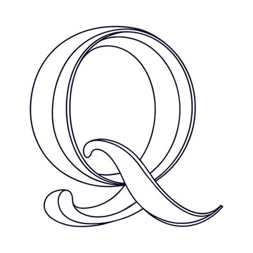 recommend clip art: Q alphabet continuous line art vector illustration