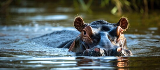 Fototapeta premium A hippo in the water