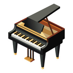 Piano flat vector illustration on white background