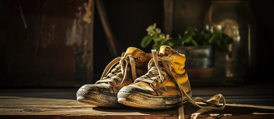 Old footwear indoors - obrazy, fototapety, plakaty