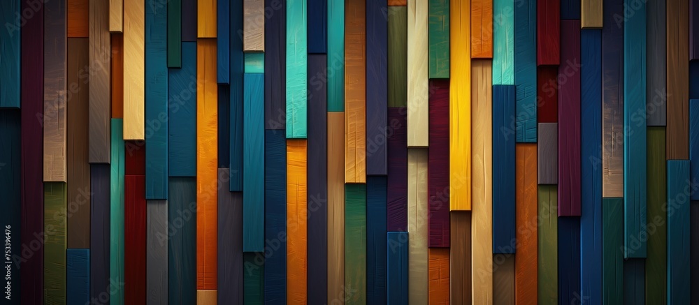 Poster abstract color lines background with wooden pattern panels