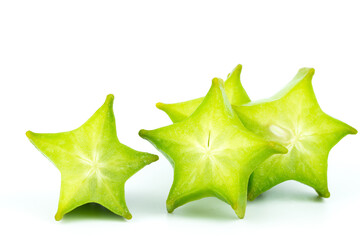 Close up star fruit carambola or star apple ( starfruit ) on white background.