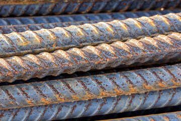 Close up steel rebar for reinforcement concrete