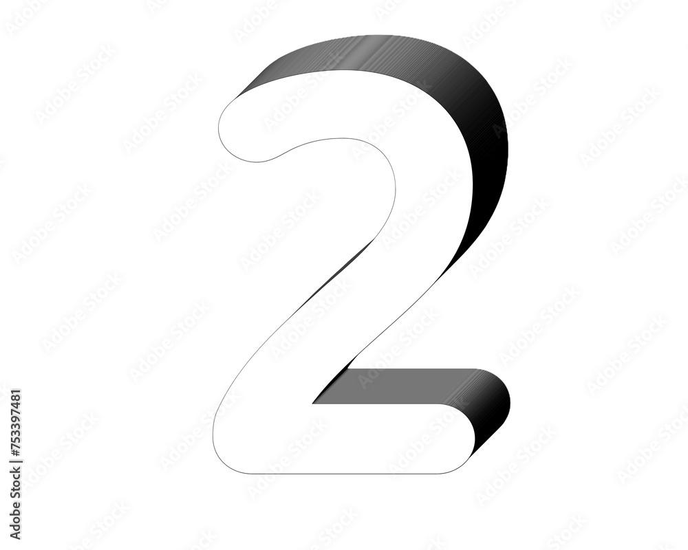 Poster 3d number 2 two with clipping path png transparent