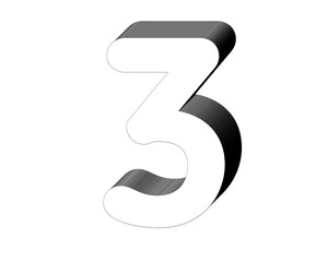 3d number 3 three with clipping path png transparent 