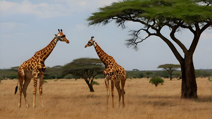 Obraz premium giraffes in the african savannah