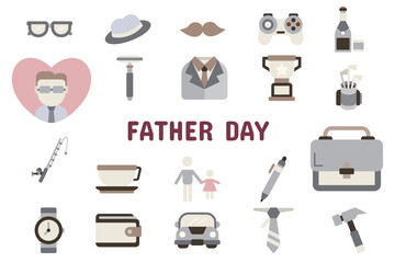 Father Day Flat Vector Illustration Icon Sticker Set Design Materials