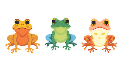 Flat vector frog sets on white 