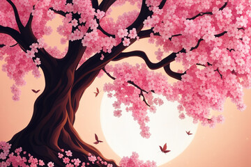 pink cherry blossom in spring_generative ai
