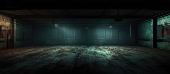 Vintage dark empty studio room panorama illustration in high definition virtual reality style - obrazy, fototapety, plakaty