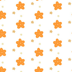 手書き風オレンジ花柄パターン