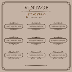 Vintage frames set. Retro design elements. Vector illustration.
