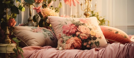 Decorative pillows on a bed