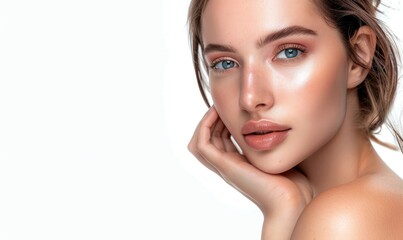 Naklejka premium Beauty portrait of a young beautiful woman with healthy clean skin