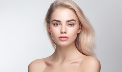 Beauty portrait of a young beautiful woman with healthy clean skin