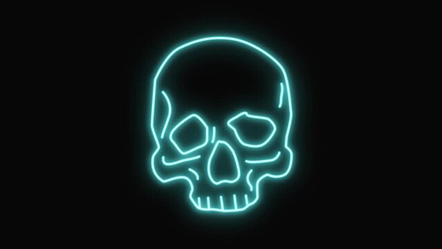 Animation of Neon Light Elements with Skull Head Icon