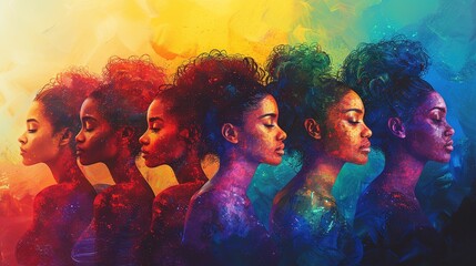 Women day background poster banner symbolizing strength, team work and determination, concept of women empowerment