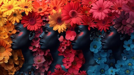 Women day background poster banner symbolizing strength, team work and determination, concept of women empowerment