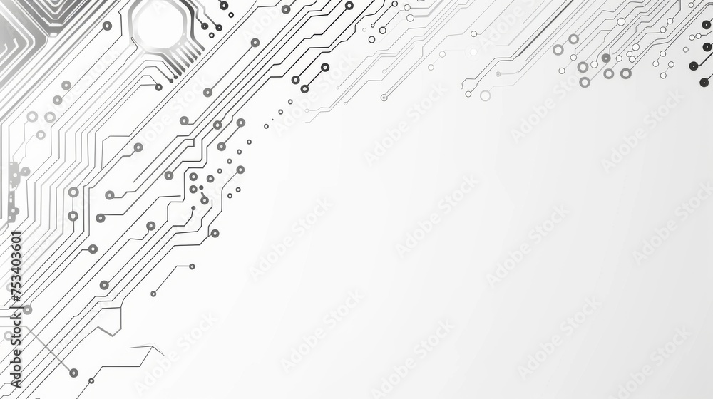 Poster abstract gray and white background with circuit board lines