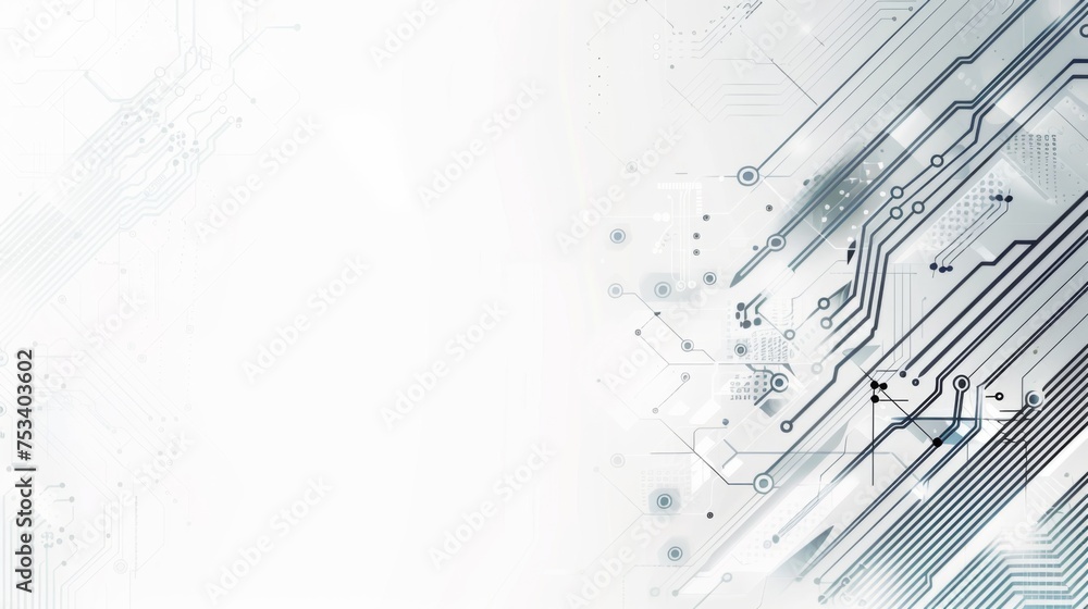 Poster abstract gray and white background with circuit board lines