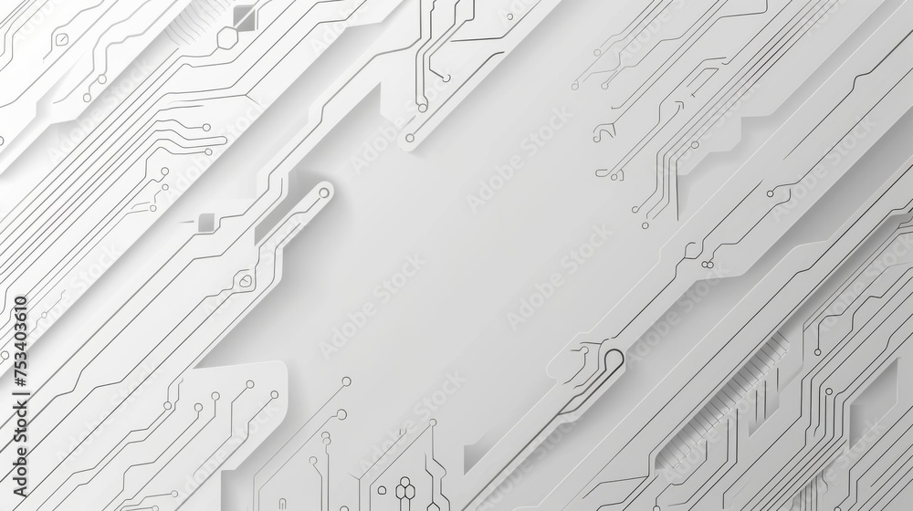 Poster abstract gray and white background with circuit board lines