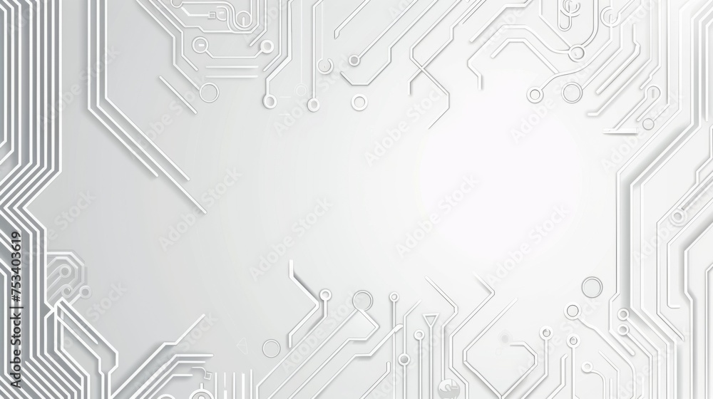 Poster abstract gray and white background with circuit board lines