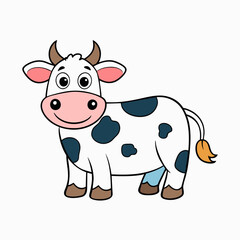 Cow, heifer, ladybird, pet, vector, illustration, draw, cartoon, pretty, cute