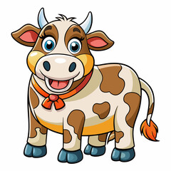 Fototapeta premium Cow, heifer, ladybird, pet, vector, illustration, draw, cartoon, pretty, cute