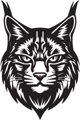Bobcat silhouette face logo on white background 